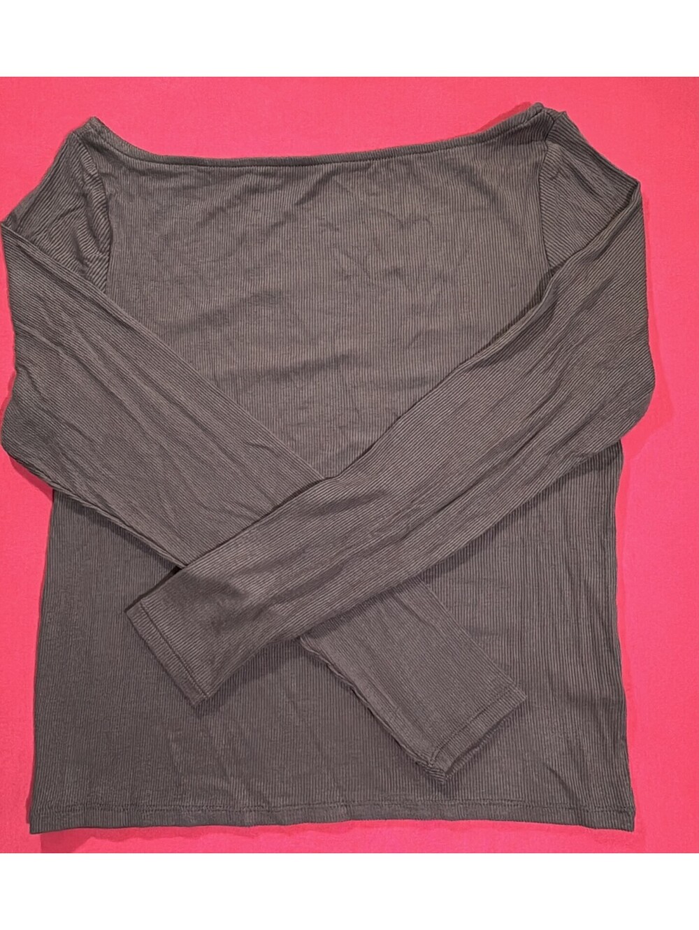 Wild Fable Ribbed Long Sleeve Top Brown Slim Fit  Size  XL New